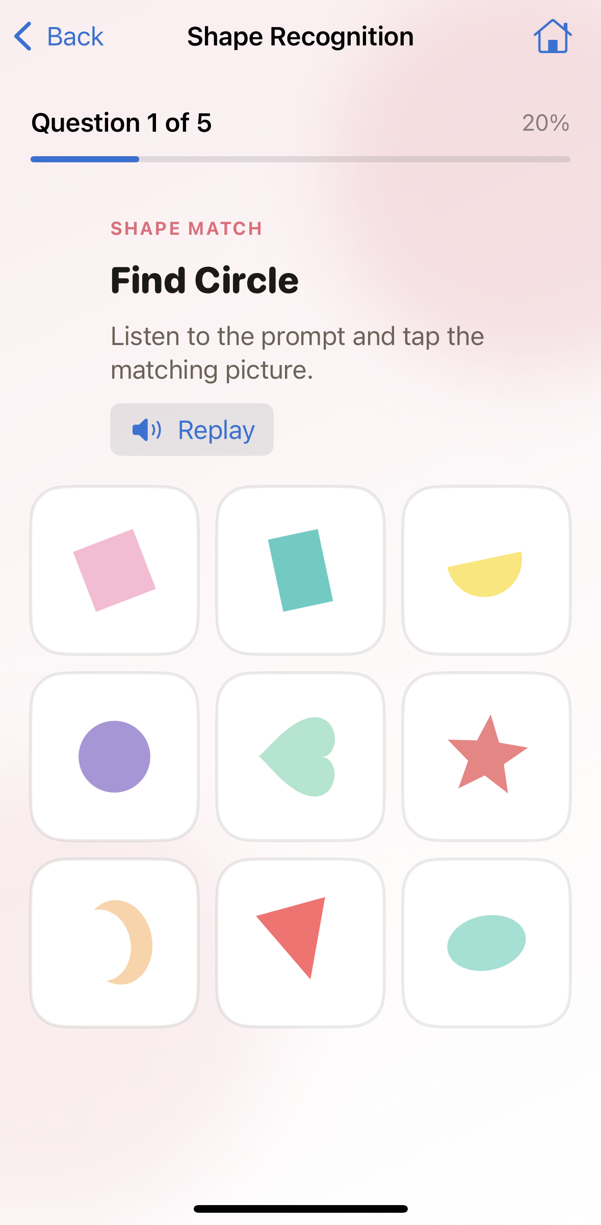 Shape Recognition exercise screenshot